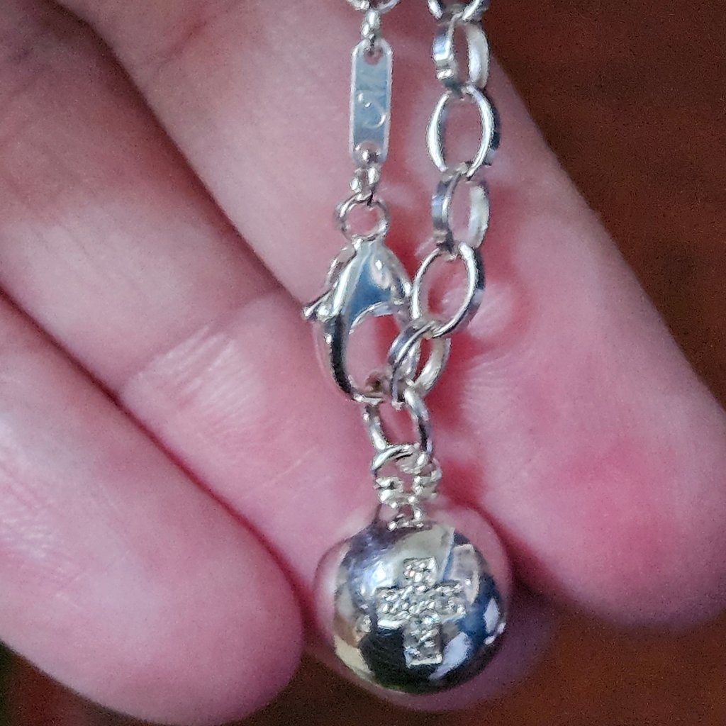 Rare Modern Monica Rich Kosann Cross Sapphire 925 Silver Charm Pendant Bracelet — image 6 of 8